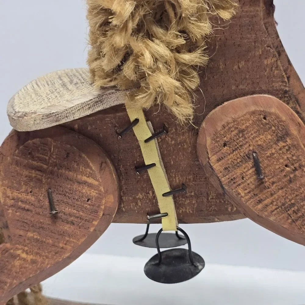 Vintage Handcrafted Amish Wooden Doll Rocking Horse Country Decor Figurine 12